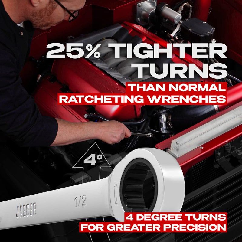 Jaeger 1/2 Inch Ratchet Wrench with 90-Tooth Ratcheting Precision and Hardened, Polished Steel - Image 4